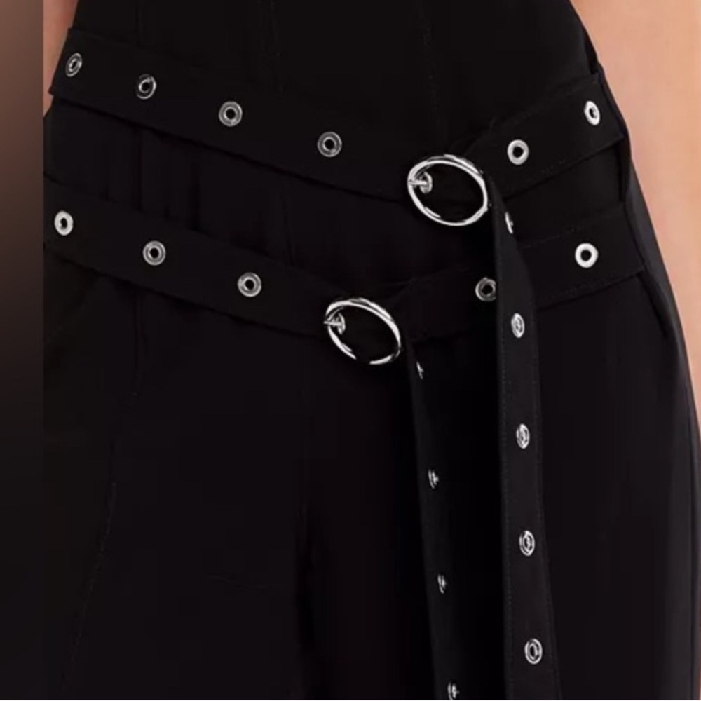 Cinq à Sept Black Flare Pants with Belt Detail - Picture 2 of 8